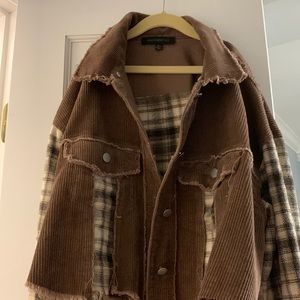 Vanilla Sky Boutique Cropped plaid & corduroy jacket